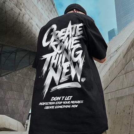 Camiseta Larga Masculina Oversized Manga Curta Com Estampa Do Alfabeto Inglês